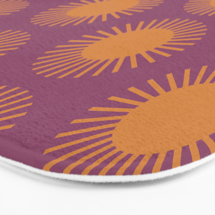 Boho Summer Sun Pattern VI Purple and Orange Bath Mat Gallery Image 3