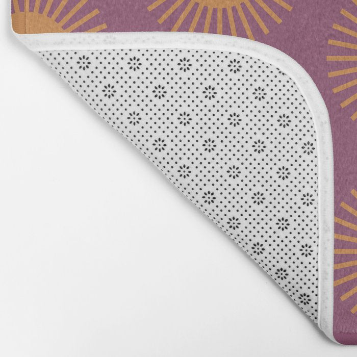 Boho Summer Sun Pattern VI Purple and Orange Bath Mat Gallery Image 2