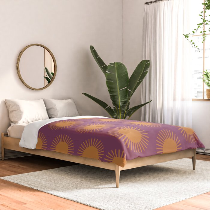 Boho Summer Sun Pattern VI Purple and Orange Comforter Gallery Image 2