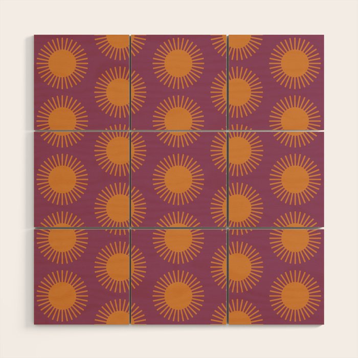 Boho Summer Sun Pattern VI Purple and Orange Wood Wall Art Gallery Image 1