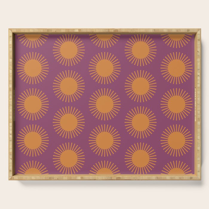 Boho Summer Sun Pattern VI Purple and Orange Serving Tray Gallery Image 1