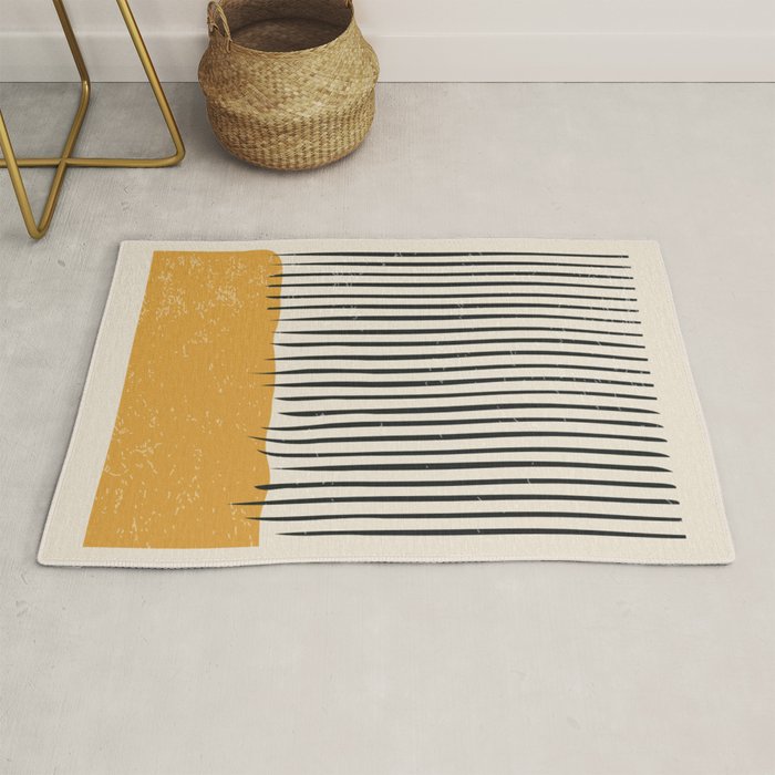 Mid Century Modern Minimalist Rothko Inspired Color Field With Lines Geometric Style Rug Gallery Image 1