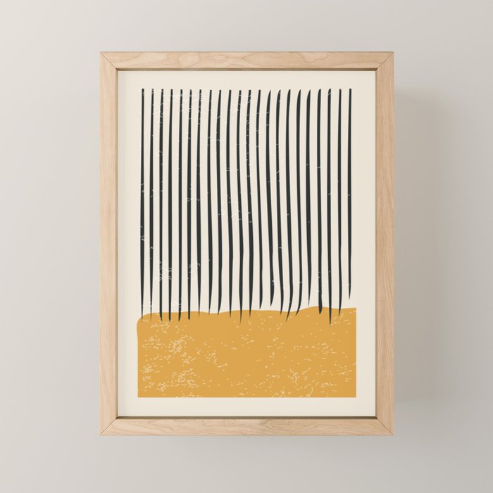 Mid Century Modern Minimalist Rothko Inspired Color Field With Lines Geometric Style Mini Art Print Gallery Image 1