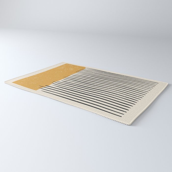 Mid Century Modern Minimalist Rothko Inspired Color Field With Lines Geometric Style Rug Gallery Image 3