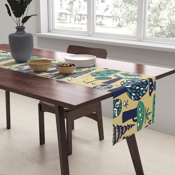 Whimsical tropical jungle pattern Table Runner Gallery Image 2