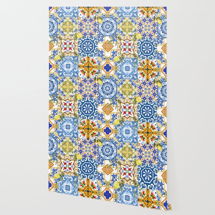Mediterranean tiles,lemon art,mosaic tiles pattern  Wallpaper Gallery Image 2