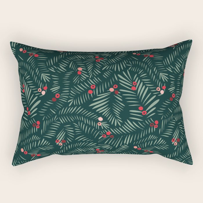 winter christmas time green fir branches Rectangular Pillow Gallery Image 1