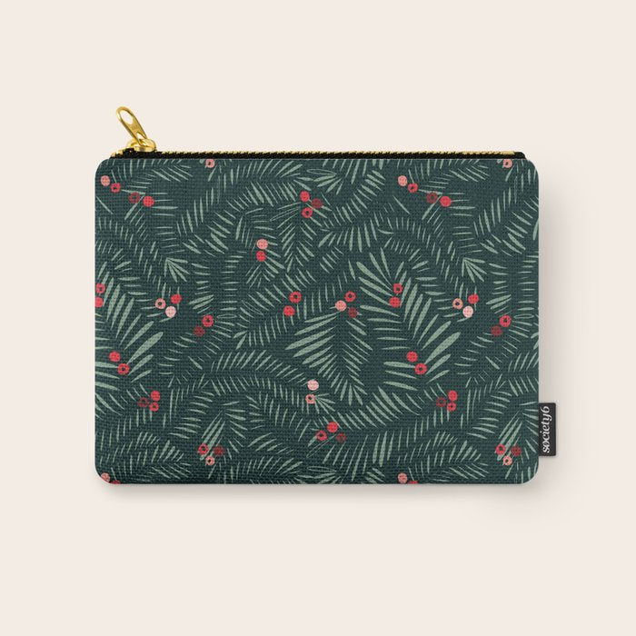 winter christmas time green fir branches Carry All Pouch Gallery Image 1