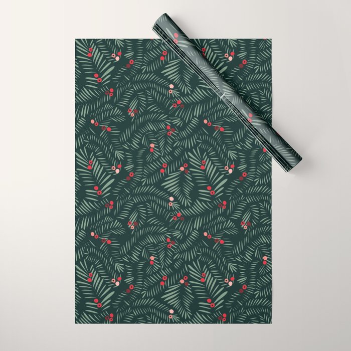 winter christmas time green fir branches Wrapping Paper Gallery Image 1