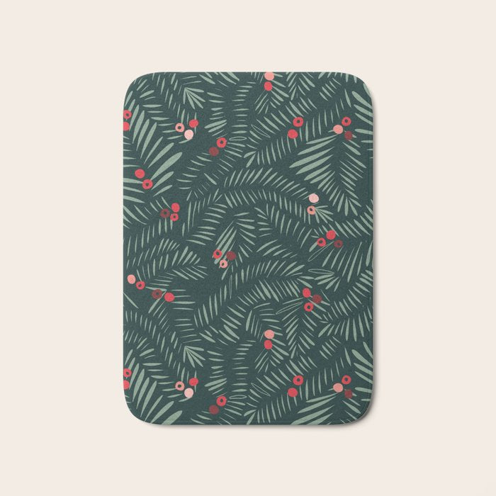 winter christmas time green fir branches Bath Mat Gallery Image 1