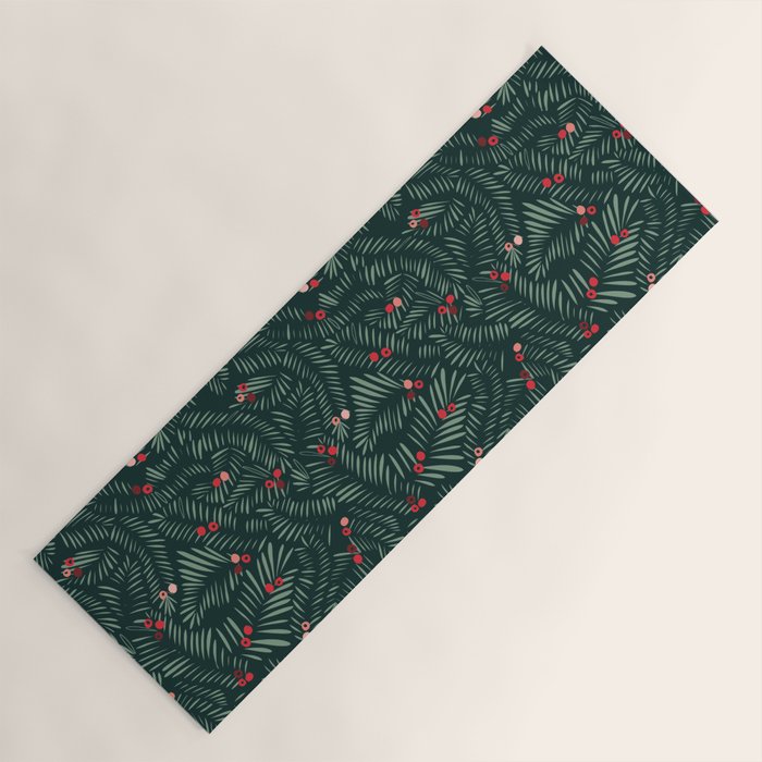winter christmas time green fir branches Yoga Mat Gallery Image 1