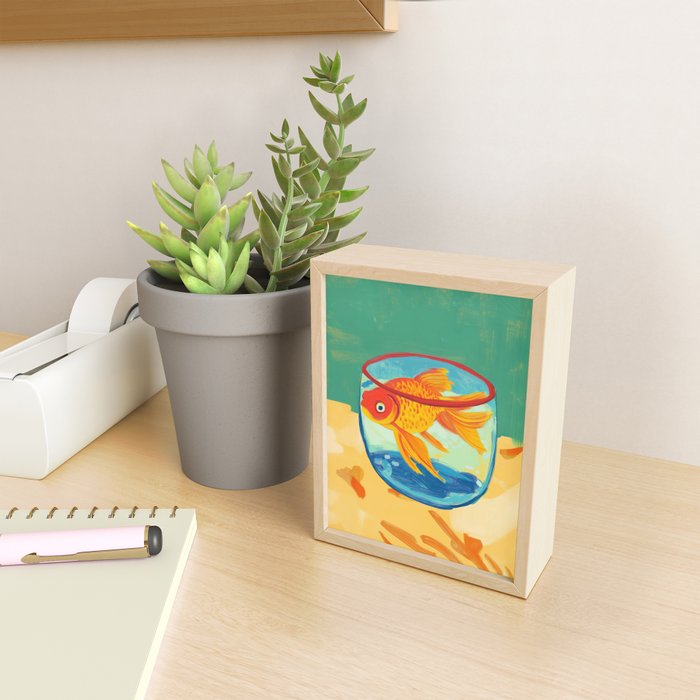 Golden Fish in a Bowl Matisse Inspired Painting Mini Art Print Gallery Image 2