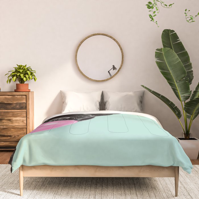 Bubble Gum Sneaky French Bulldog in Green Comforter Gallery Image 3