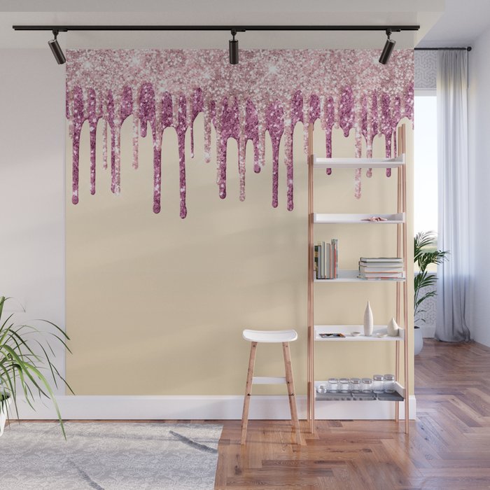 Beautiful Glittered Ice Cream Dripping Pattern Wall Mural