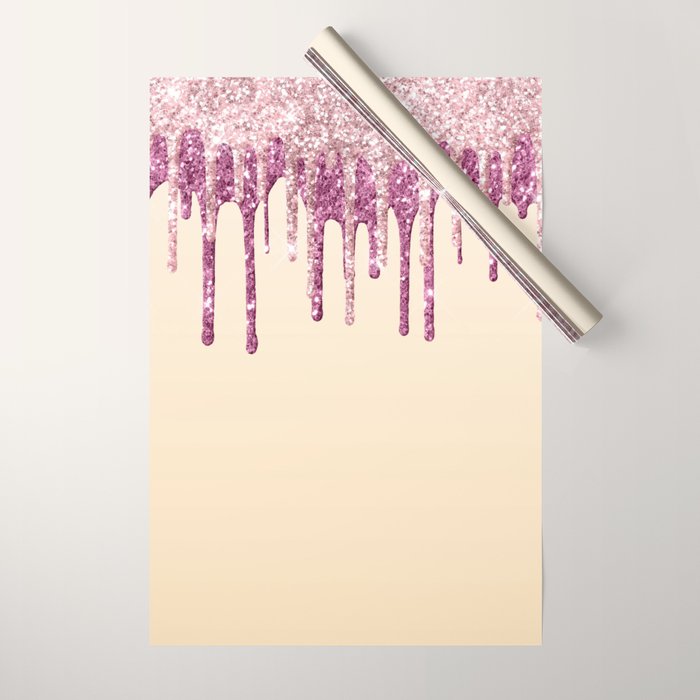 Beautiful Glittered Ice Cream Dripping Pattern Wrapping Paper Gallery Image 1