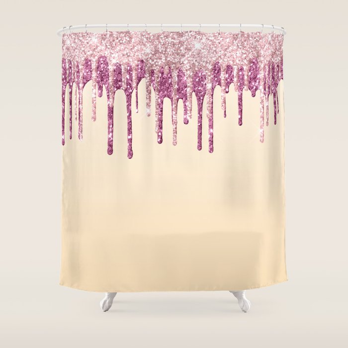 Beautiful Glittered Ice Cream Dripping Pattern Shower Curtain Gallery Image 1