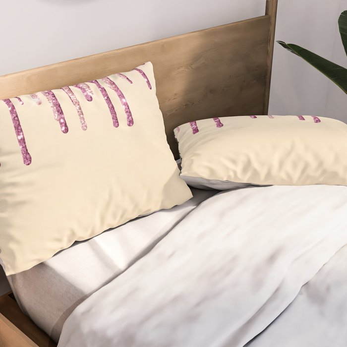 Beautiful Glittered Ice Cream Dripping Pattern Pillow Sham Gallery Image 2