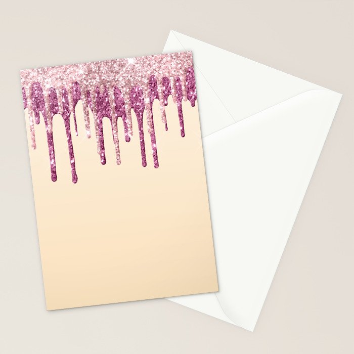Beautiful Glittered Ice Cream Dripping Pattern Stationery Card Gallery Image 2