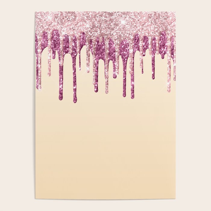 Beautiful Glittered Ice Cream Dripping Pattern Poster Gallery Image 1