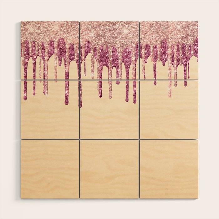 Beautiful Glittered Ice Cream Dripping Pattern Wood Wall Art Gallery Image 1
