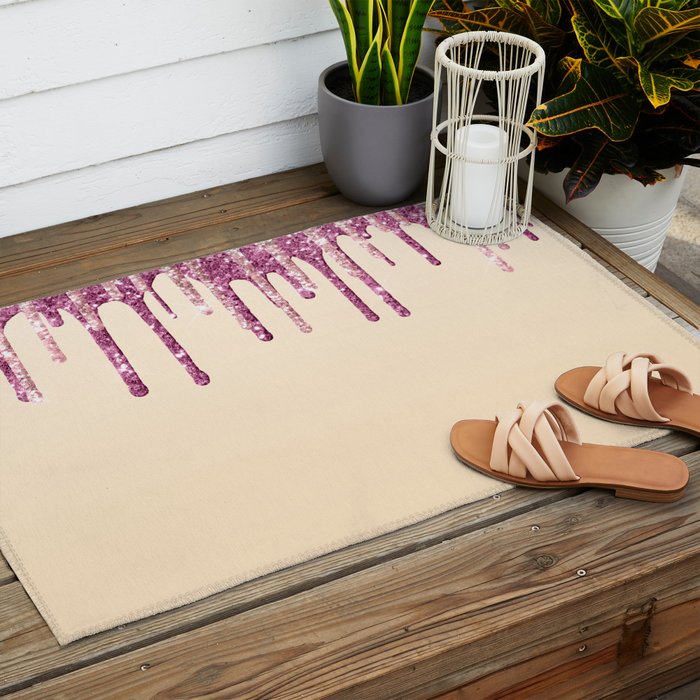 Beautiful Glittered Ice Cream Dripping Pattern Outdoor Rug Gallery Image 2