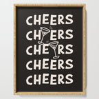 Cheers. Cocktails and Drinks in Black & White Serving Tray Gallery Image 1