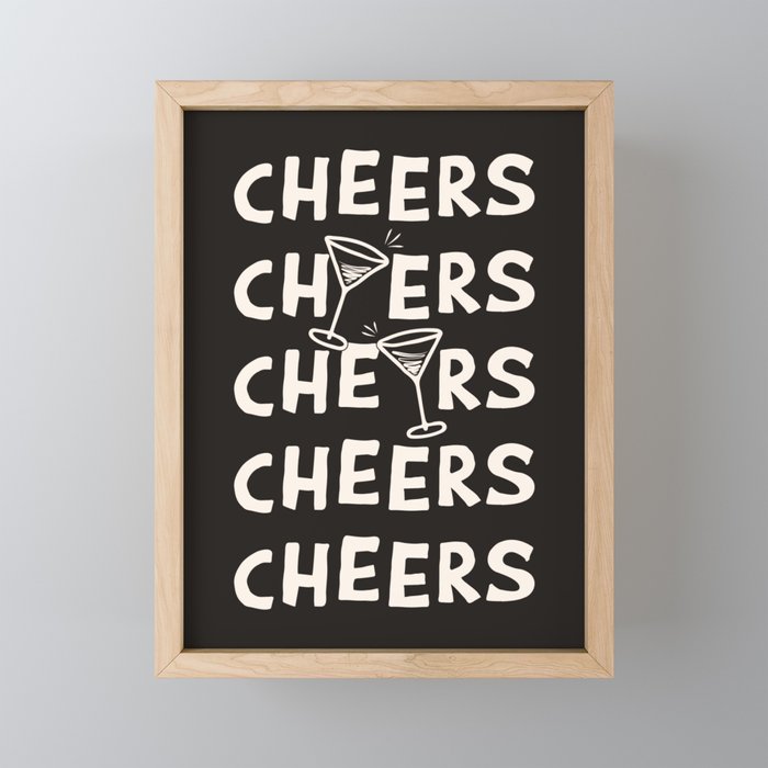 Cheers. Cocktails and Drinks in Black & White Mini Art Print Gallery Image 1