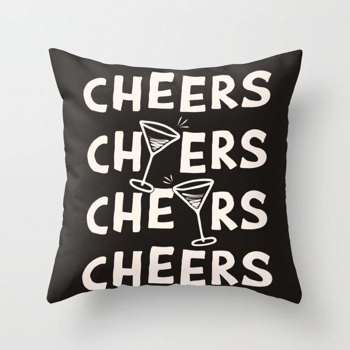 Cheers. Cocktails and Drinks in Black & White Throw Pillow Gallery Image 6