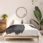Mid Century Modern Minimalist Abstract Art Brush Strokes Black & White Ink Art Brush Strokes Comforter Gallery Image 3