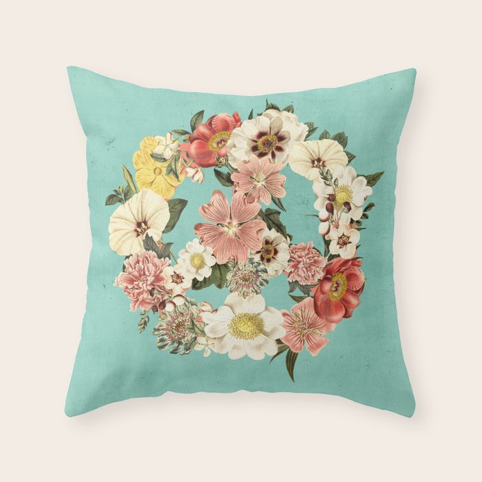 Botanica Peace sign Throw Pillow Gallery Image 1