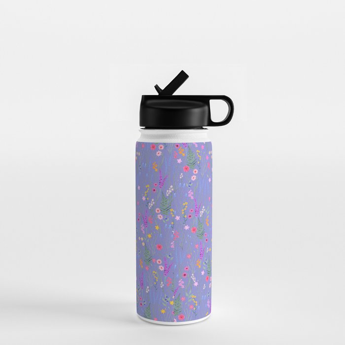 blue meadows colorful floral pattern Water Bottle Gallery Image 1