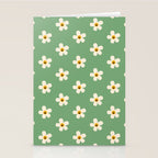 Retro Happy Daisy Flower in Green Stationery Card Gallery Image 2