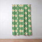 Retro Happy Daisy Flower in Green Window Curtain Gallery Image 3