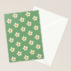 Retro Happy Daisy Flower in Green Stationery Card Gallery Image 2