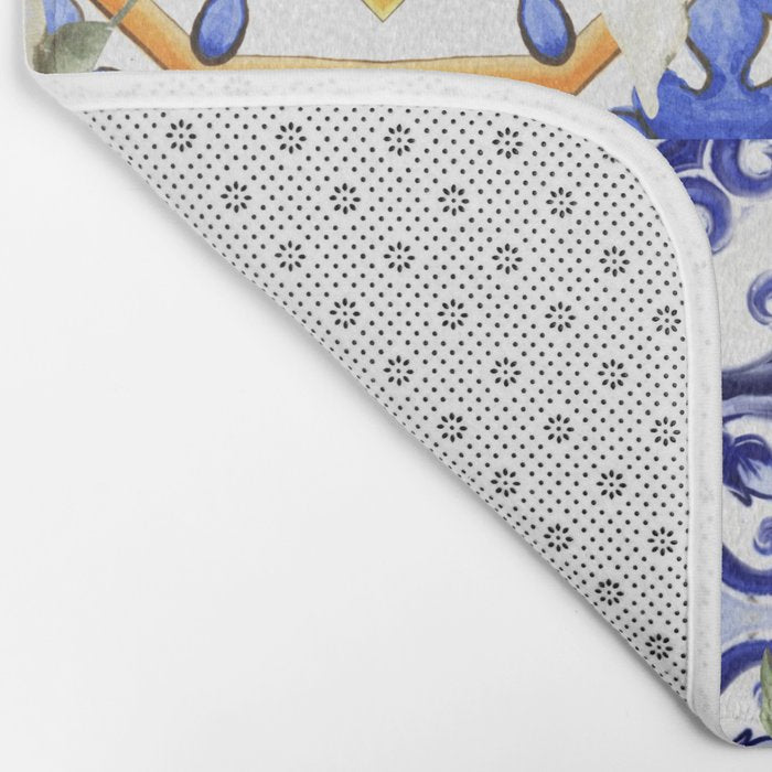 Majolica,summer,lemon,Sicilian style art Bath Mat Gallery Image 2