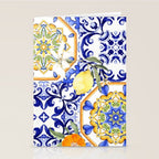 Majolica,summer,lemon,Sicilian style art Stationery Card Gallery Image 2