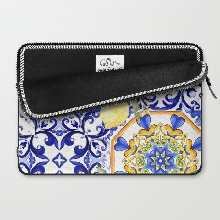 Majolica,summer,lemon,Sicilian style art Laptop Sleeve Gallery Image 2