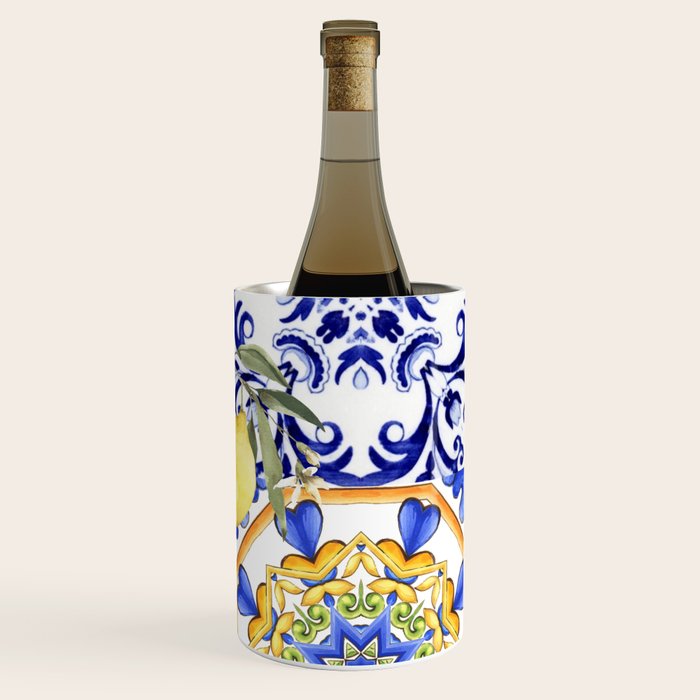 Majolica,summer,lemon,Sicilian style art Wine Chiller Gallery Image 3