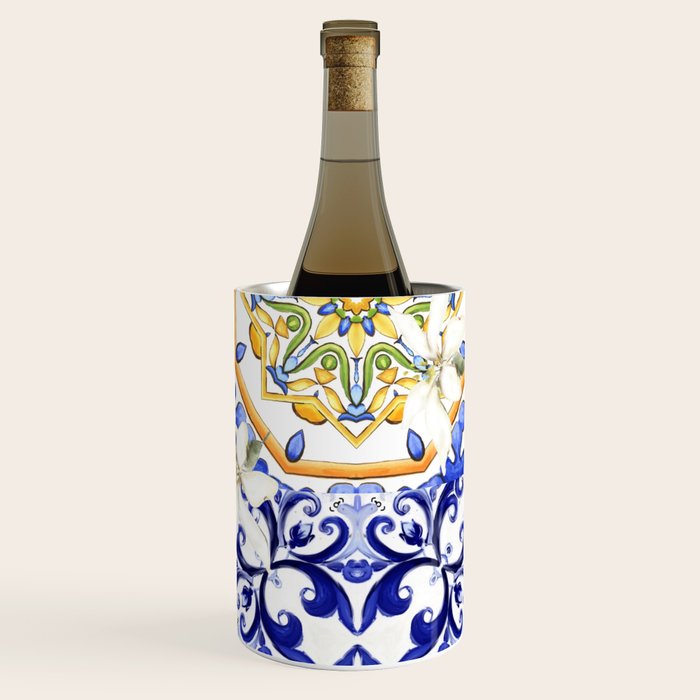 Majolica,summer,lemon,Sicilian style art Wine Chiller Gallery Image 2