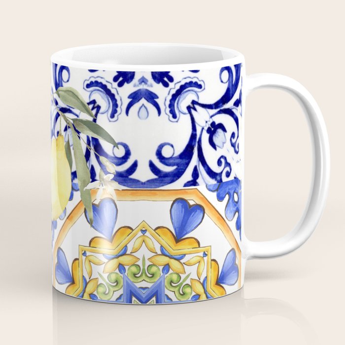 Majolica,summer,lemon,Sicilian style art Coffee Mug Gallery Image 1