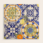 Majolica,summer,lemon,Sicilian style art Wood Wall Art Gallery Image 1