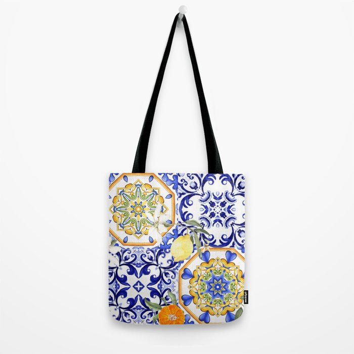 Majolica,summer,lemon,Sicilian style art Tote Bag Gallery Image 2