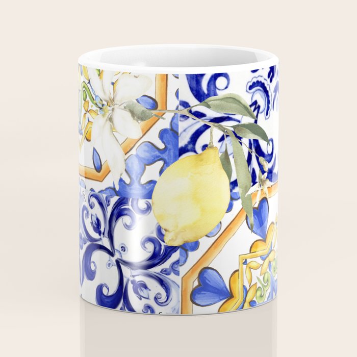 Majolica,summer,lemon,Sicilian style art Coffee Mug Gallery Image 4