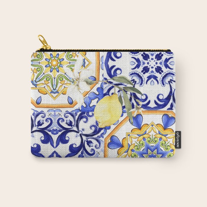 Majolica,summer,lemon,Sicilian style art Carry All Pouch Gallery Image 1