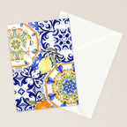 Majolica,summer,lemon,Sicilian style art Stationery Card Gallery Image 2