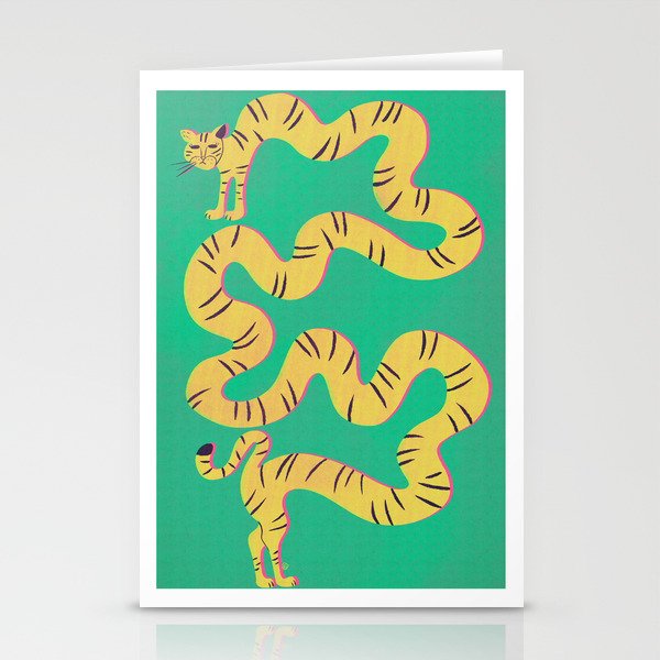 Playful Twisting Tiger Stationery Card Gallery Image 2