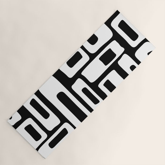 Black and White Mid Century Modern Abstract Pattern 335 Yoga Mat Gallery Image 1