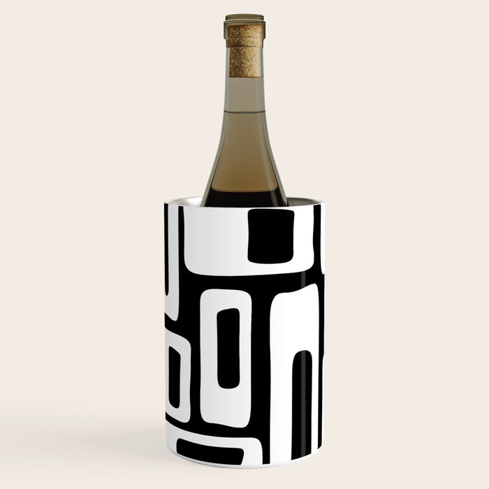 Black and White Mid Century Modern Abstract Pattern 335 Wine Chiller Gallery Image 2