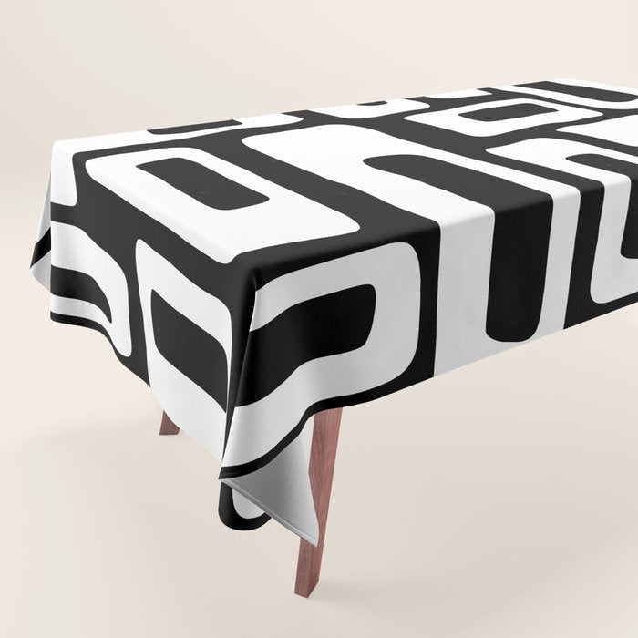 Black and White Mid Century Modern Abstract Pattern 335 Tablecloth Gallery Image 1