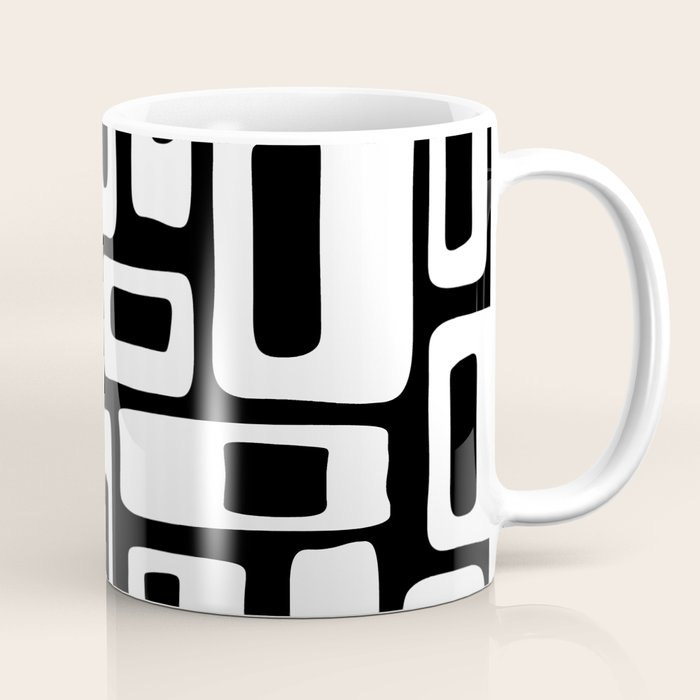 Black and White Mid Century Modern Abstract Pattern 335 Coffee Mug Gallery Image 1